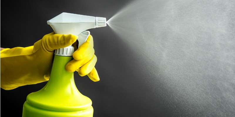 Ethanol disinfectant in a spray bottle